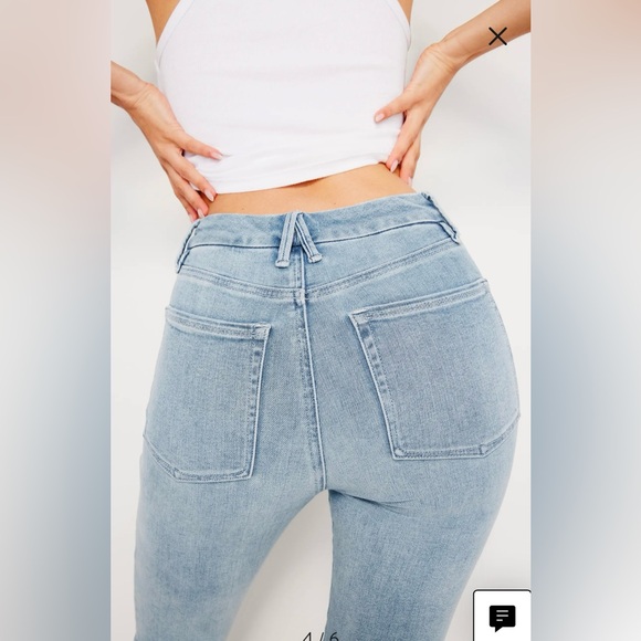 GOOD AMERICAN Good Waist Raw Hem Gradient Skinny Jeans Indigo 663 Size 10/30 - Picture 4 of 8